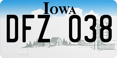 IA license plate DFZ038