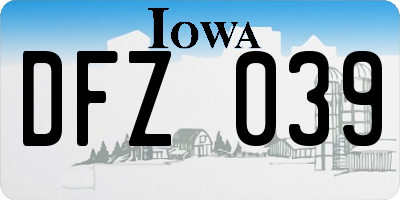 IA license plate DFZ039