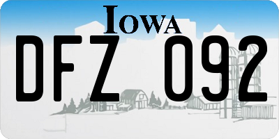 IA license plate DFZ092