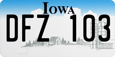 IA license plate DFZ103