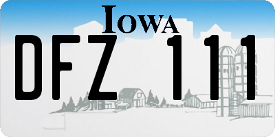IA license plate DFZ111