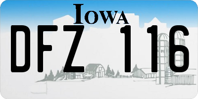 IA license plate DFZ116