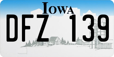 IA license plate DFZ139