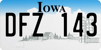 IA license plate DFZ143
