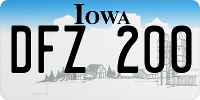IA license plate DFZ200