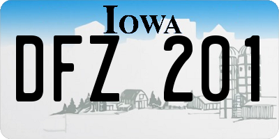 IA license plate DFZ201