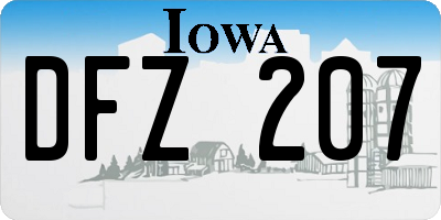 IA license plate DFZ207