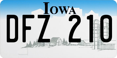 IA license plate DFZ210