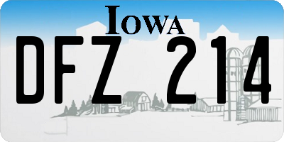 IA license plate DFZ214