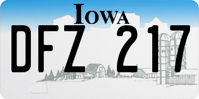 IA license plate DFZ217