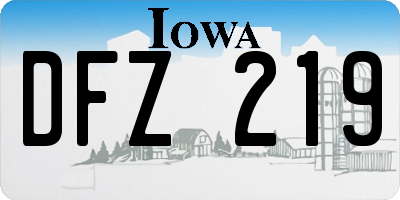IA license plate DFZ219