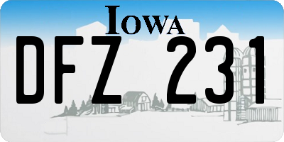 IA license plate DFZ231