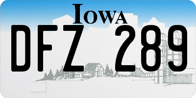 IA license plate DFZ289