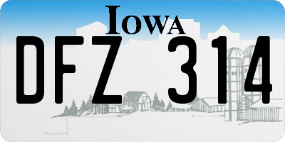 IA license plate DFZ314