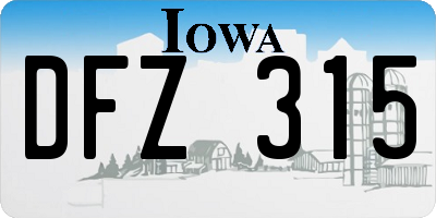 IA license plate DFZ315