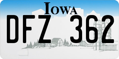 IA license plate DFZ362