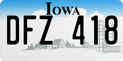 IA license plate DFZ418