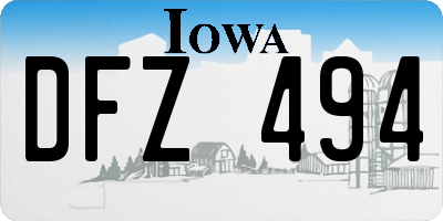 IA license plate DFZ494