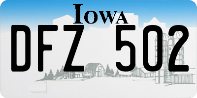 IA license plate DFZ502