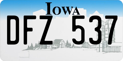 IA license plate DFZ537
