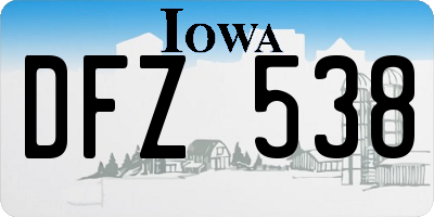 IA license plate DFZ538