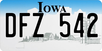 IA license plate DFZ542