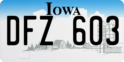 IA license plate DFZ603