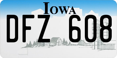 IA license plate DFZ608