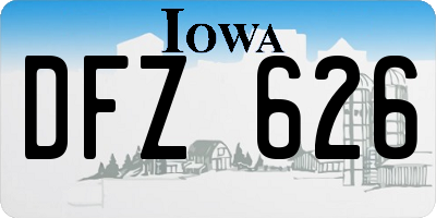 IA license plate DFZ626