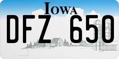 IA license plate DFZ650