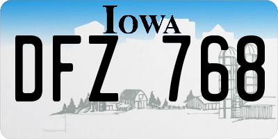 IA license plate DFZ768