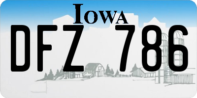 IA license plate DFZ786