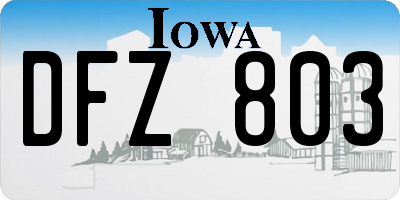 IA license plate DFZ803