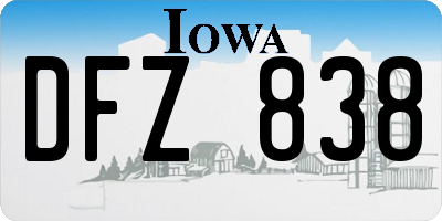 IA license plate DFZ838