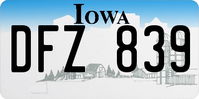 IA license plate DFZ839
