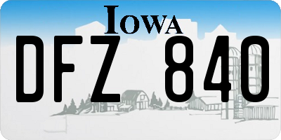 IA license plate DFZ840