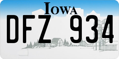 IA license plate DFZ934