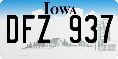 IA license plate DFZ937