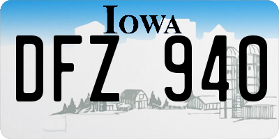 IA license plate DFZ940