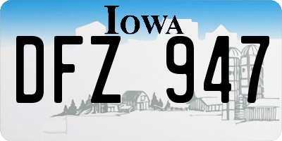 IA license plate DFZ947
