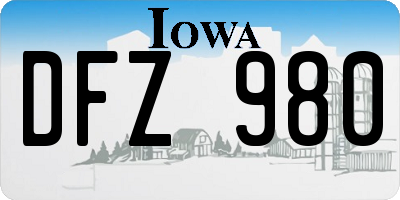 IA license plate DFZ980