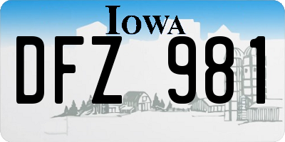 IA license plate DFZ981