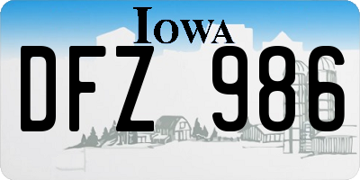 IA license plate DFZ986
