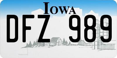 IA license plate DFZ989