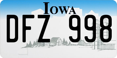 IA license plate DFZ998