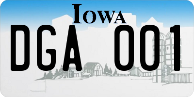 IA license plate DGA001