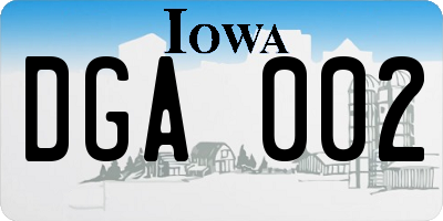 IA license plate DGA002