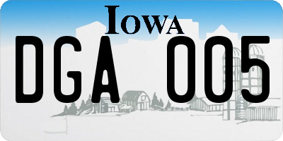IA license plate DGA005