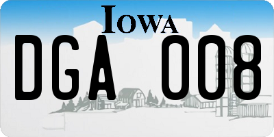 IA license plate DGA008