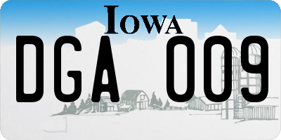 IA license plate DGA009